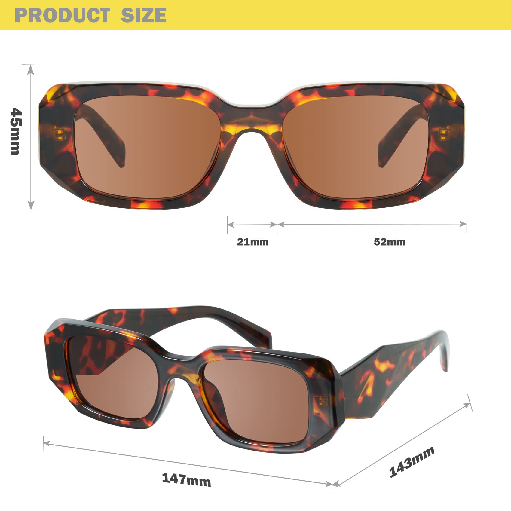 Foto 6 pulgar | Gafas De Sol Mosanana Trendy Rectangle Uv400 Para Mujer Y Hombre - Venta Internacional.