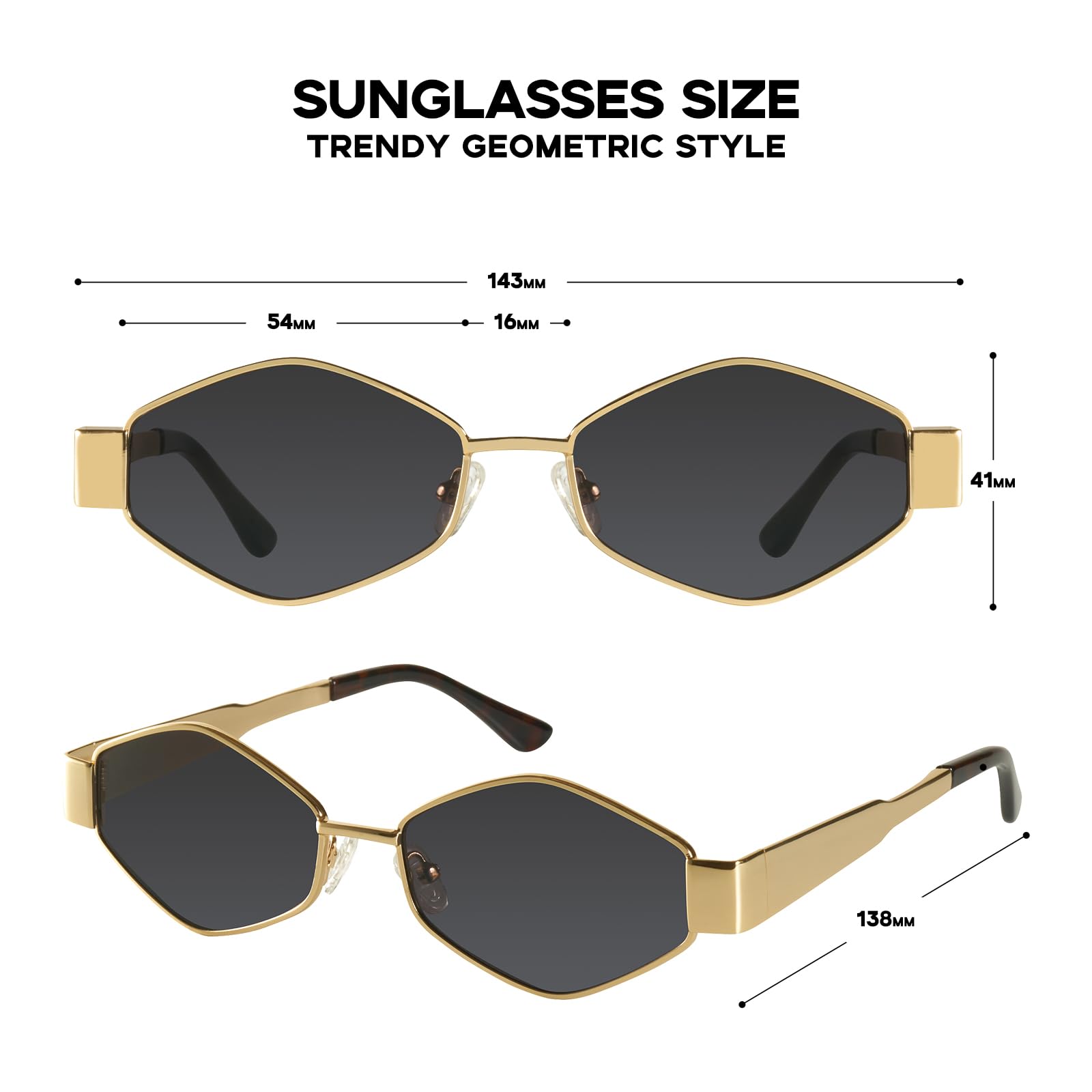 Foto 7 pulgar | Gafas De Sol Mosanana Retro Hexagonales Con Montura Metálica Para Mujer - Venta Internacional.