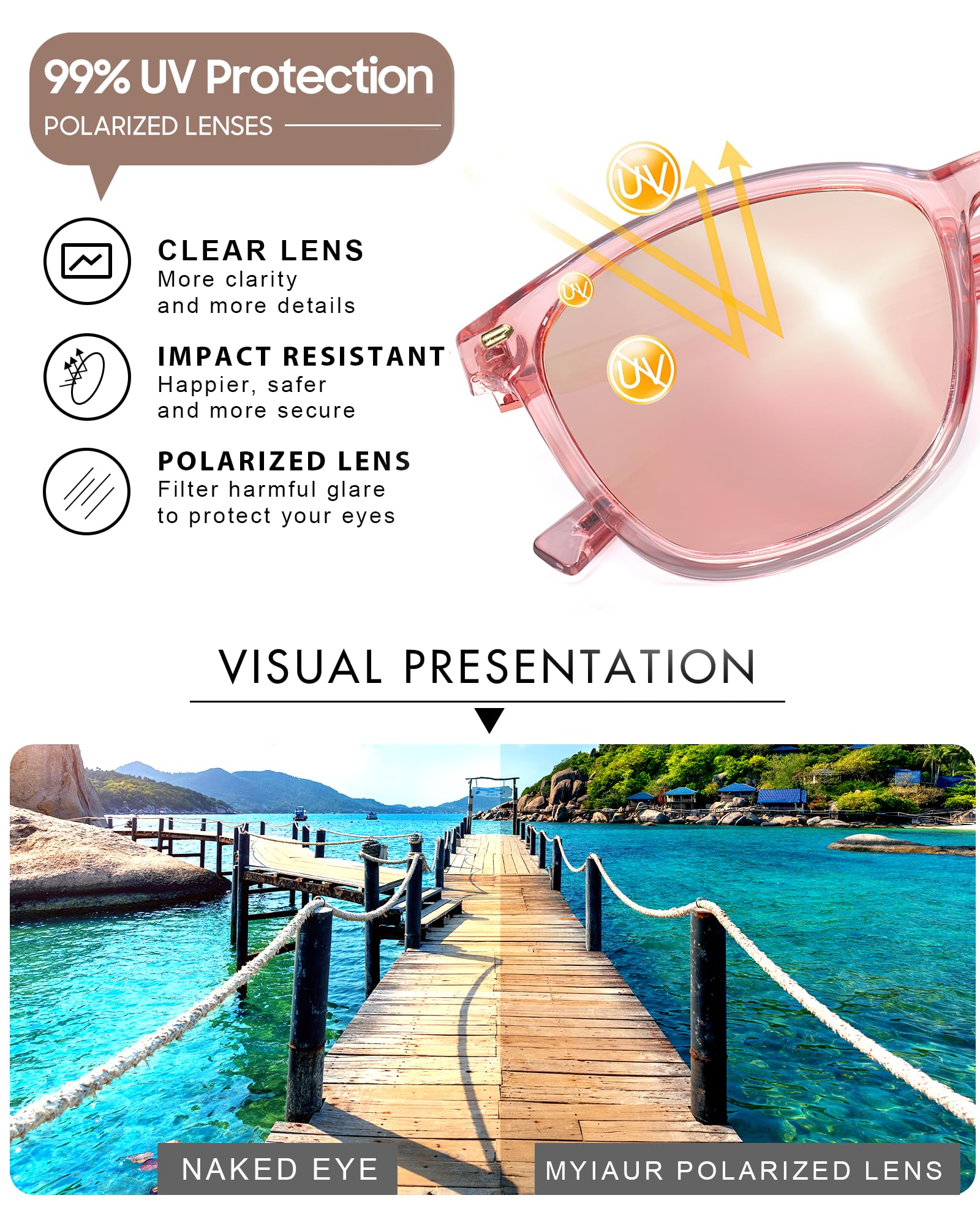 Foto 6 pulgar | Gafas De Sol Myiaur Con Lentes Polarizadas Con Espejo Uv400 Para Mujer - Venta Internacional.