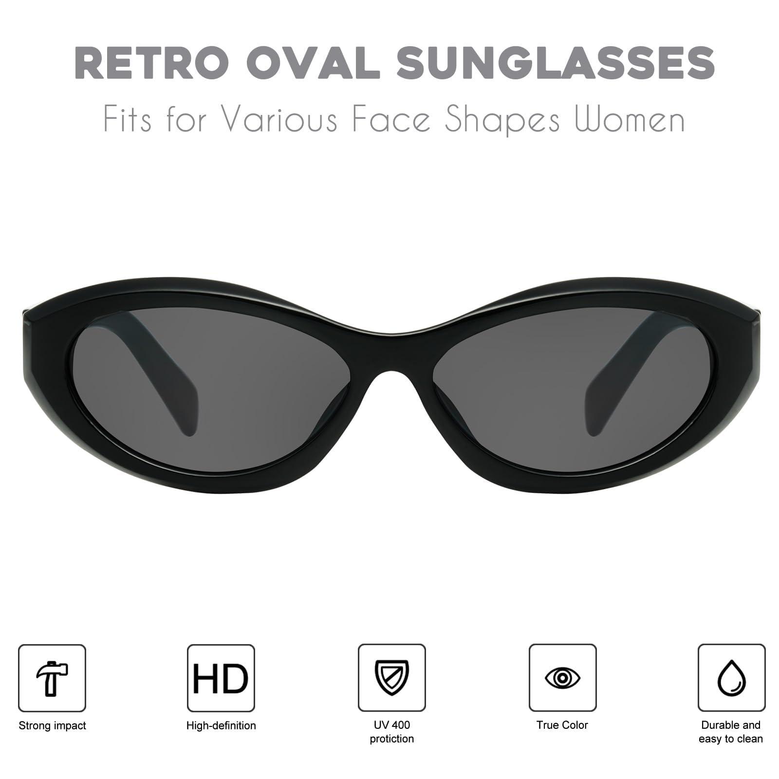 Foto 3 pulgar | Gafas De Sol Mosanana Oval Cat Eye Para Mujer Negras Ms52372 - Venta Internacional.