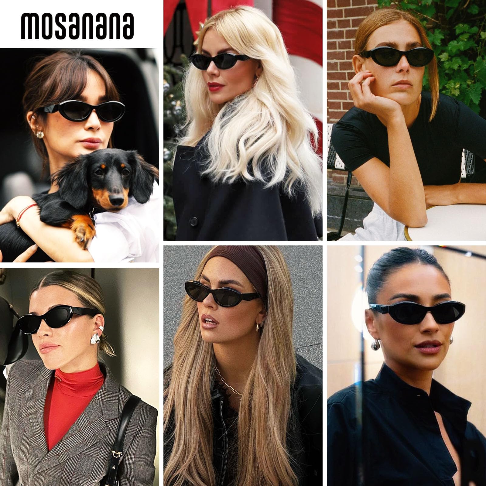 Foto 4 pulgar | Gafas De Sol Mosanana Oval Cat Eye Para Mujer Negras Ms52372 - Venta Internacional.