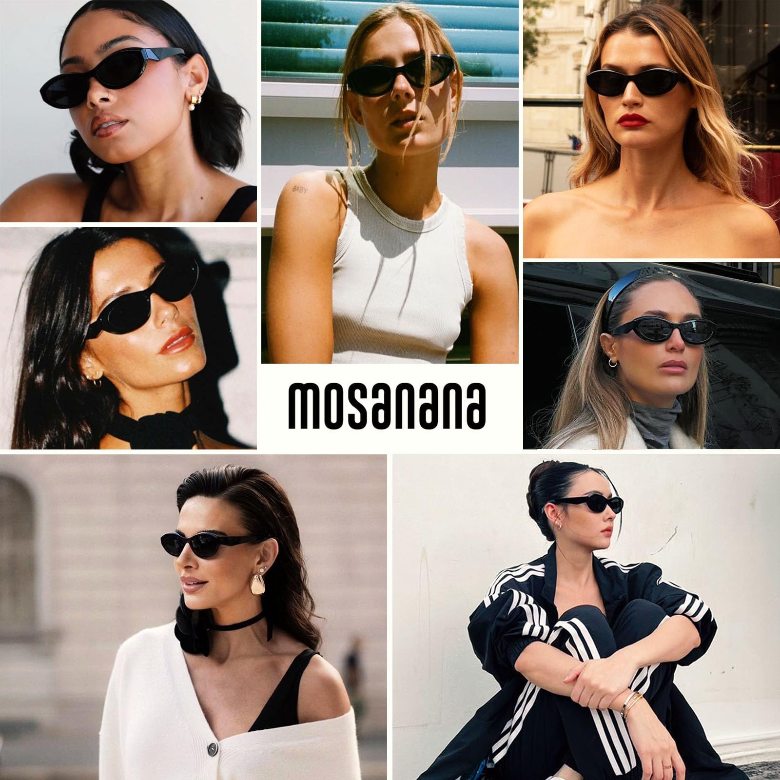 Foto 4 | Gafas De Sol Mosanana Oval Cat Eye Para Mujer Negras Ms52372 - Venta Internacional.