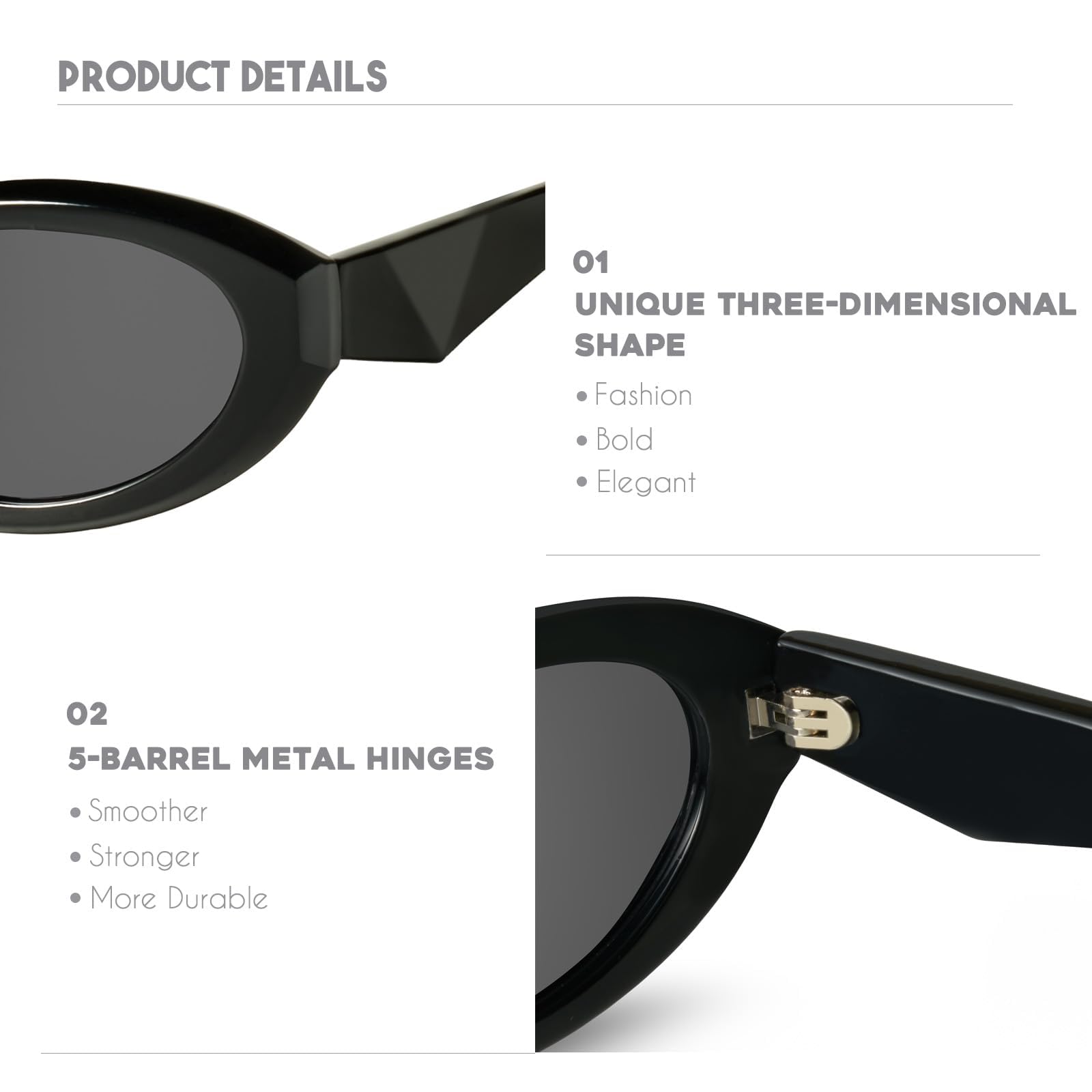 Foto 5 | Gafas De Sol Mosanana Oval Cat Eye Para Mujer Negras Ms52372 - Venta Internacional.