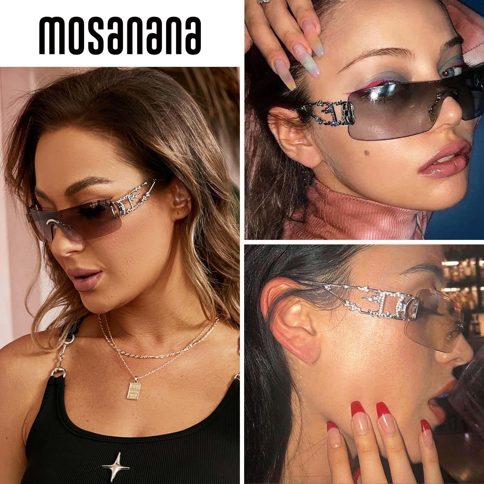 Foto 3 pulgar | Gafas De Sol Mosanana Rimless Y2k Ms52350 Silver Para Mujer - Venta Internacional.