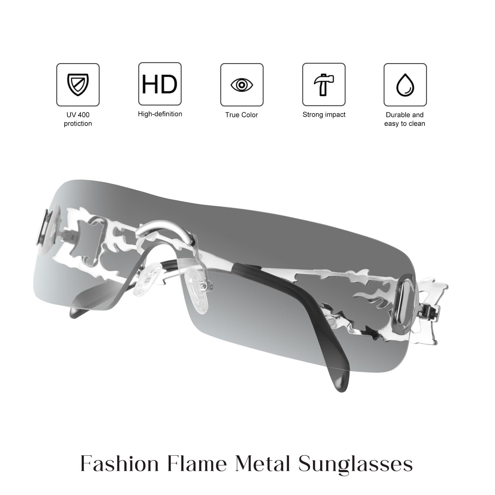 Foto 5 | Gafas De Sol Mosanana Rimless Y2k Ms52350 Silver Para Mujer - Venta Internacional.