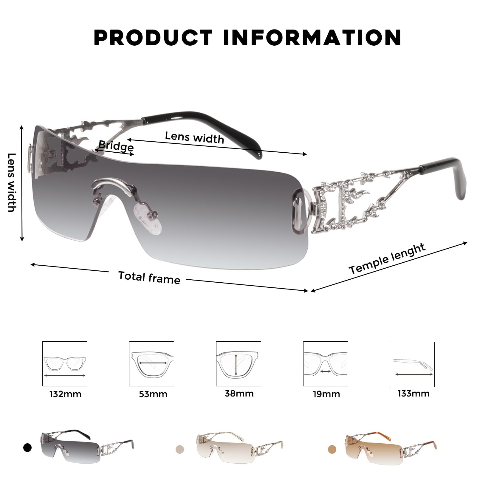 Foto 6 | Gafas De Sol Mosanana Rimless Y2k Ms52350 Silver Para Mujer - Venta Internacional.