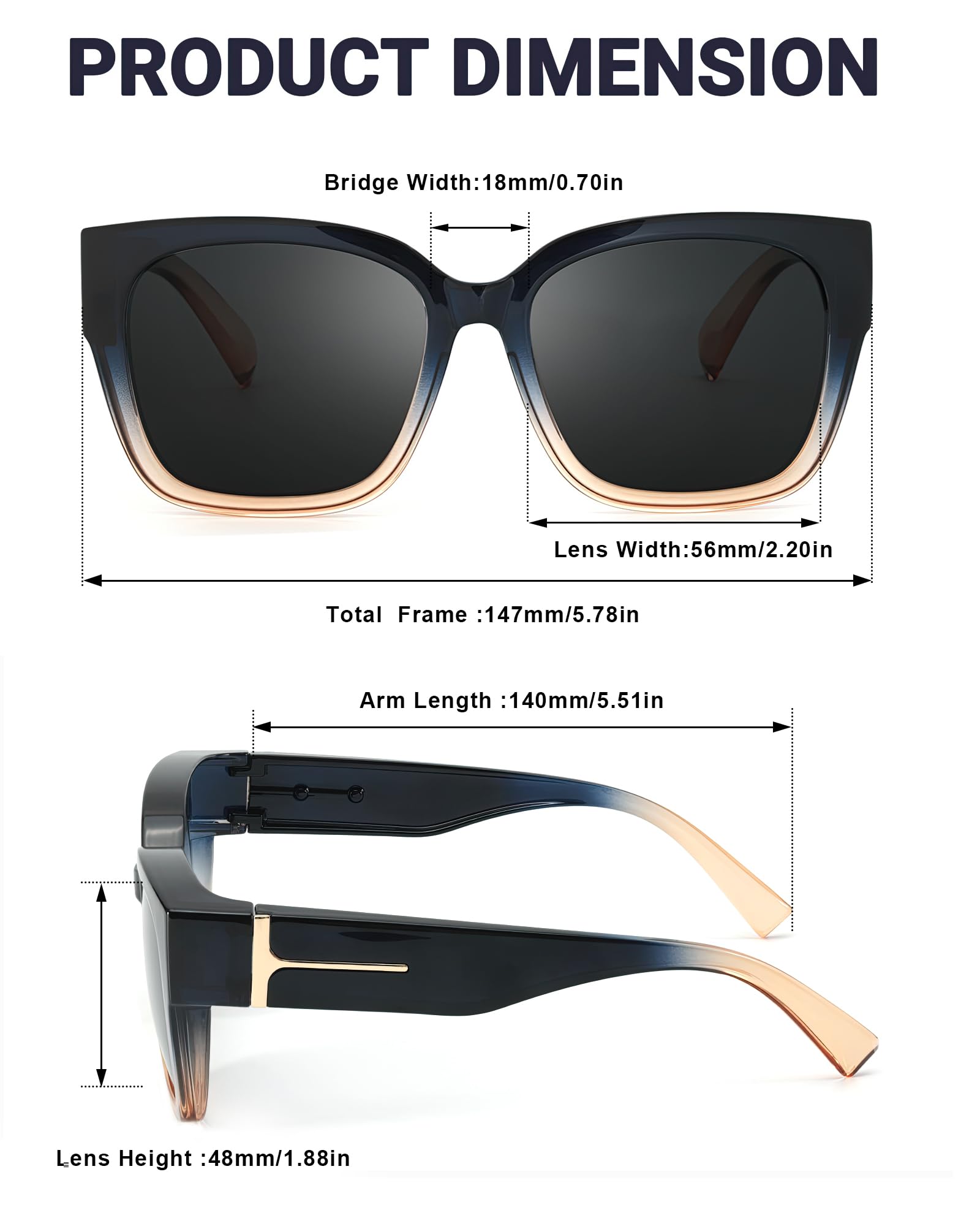Foto 6 pulgar | Gafas De Sol Fit Over Myiaur Para Mujer Polarizadas Uv400 - Venta Internacional.
