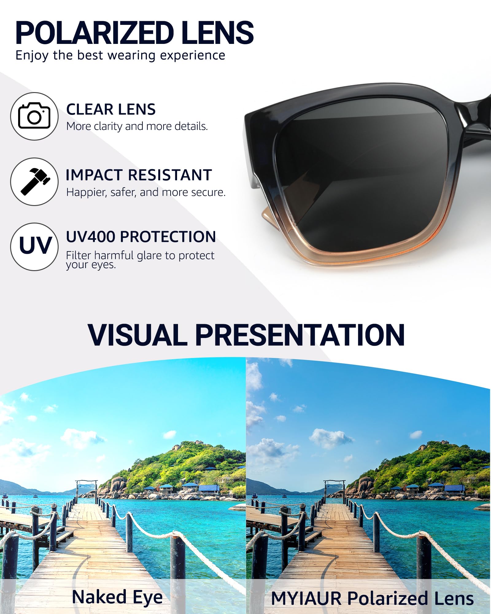 Foto 8 pulgar | Gafas De Sol Fit Over Myiaur Para Mujer Polarizadas Uv400 - Venta Internacional.