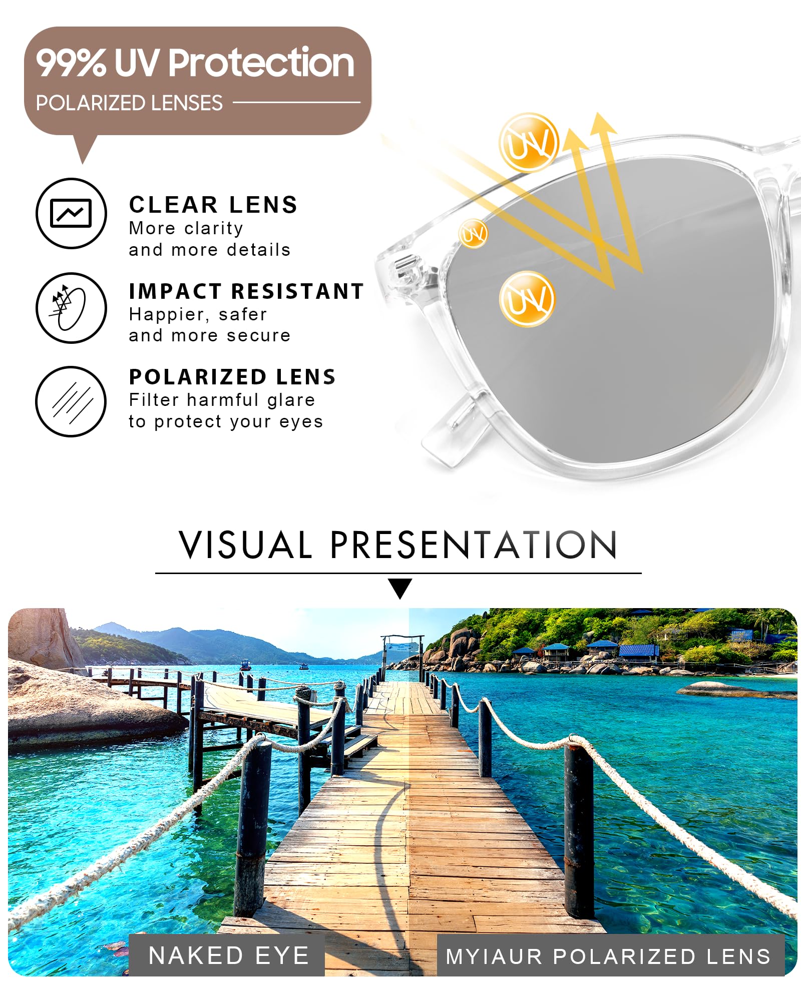 Foto 7 pulgar | Gafas De Sol Myiaur Con Lentes Polarizadas Con Espejo Uv400 Para Mujer - Venta Internacional.