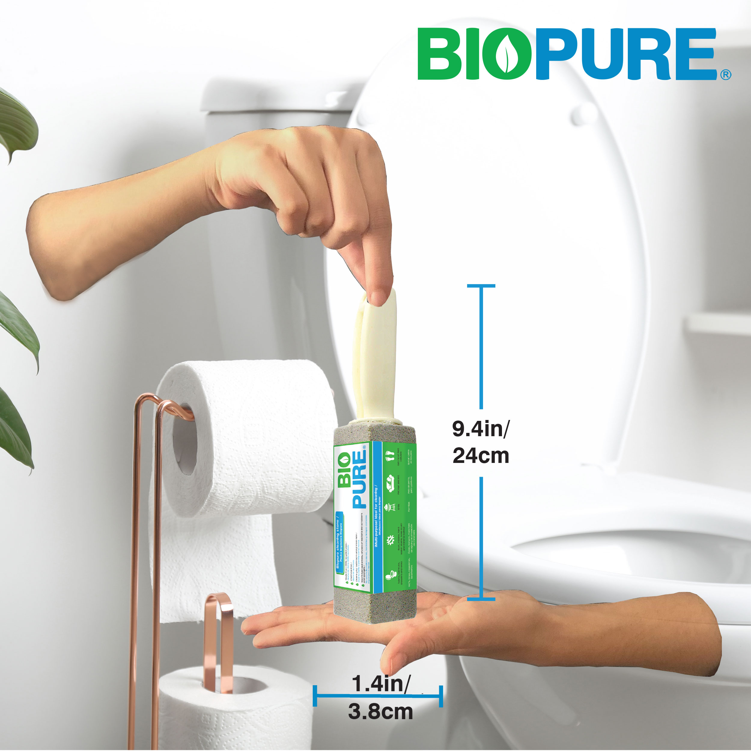 Foto 4 pulgar | Piedra Pomez con Agarradera para Limpiar el Baño Biopure Pomex 2 Piezas