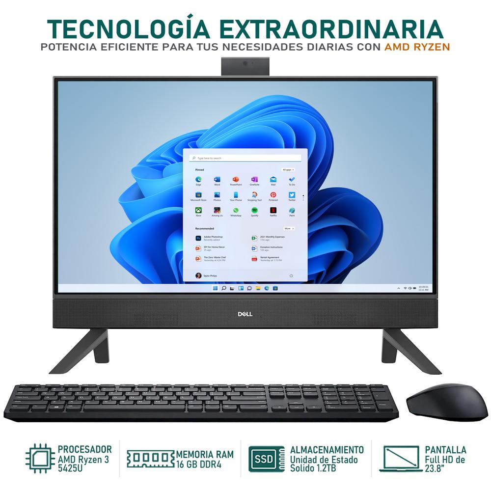 Foto 3 pulgar | Computadora All In One Dell Inspiron 5415 Amd Ryzen 3 5425u 16gb Ram 1.2tb Ssd 23.8'' Windows 11 Home Reacondicionado