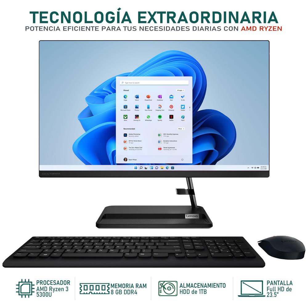 Foto 3 pulgar | Computadora All In One Lenovo Aio 3 Amd Ryzen 3 5300 8gb Ram 1tb 23.8'' Windows 11 Home Reacondicionado