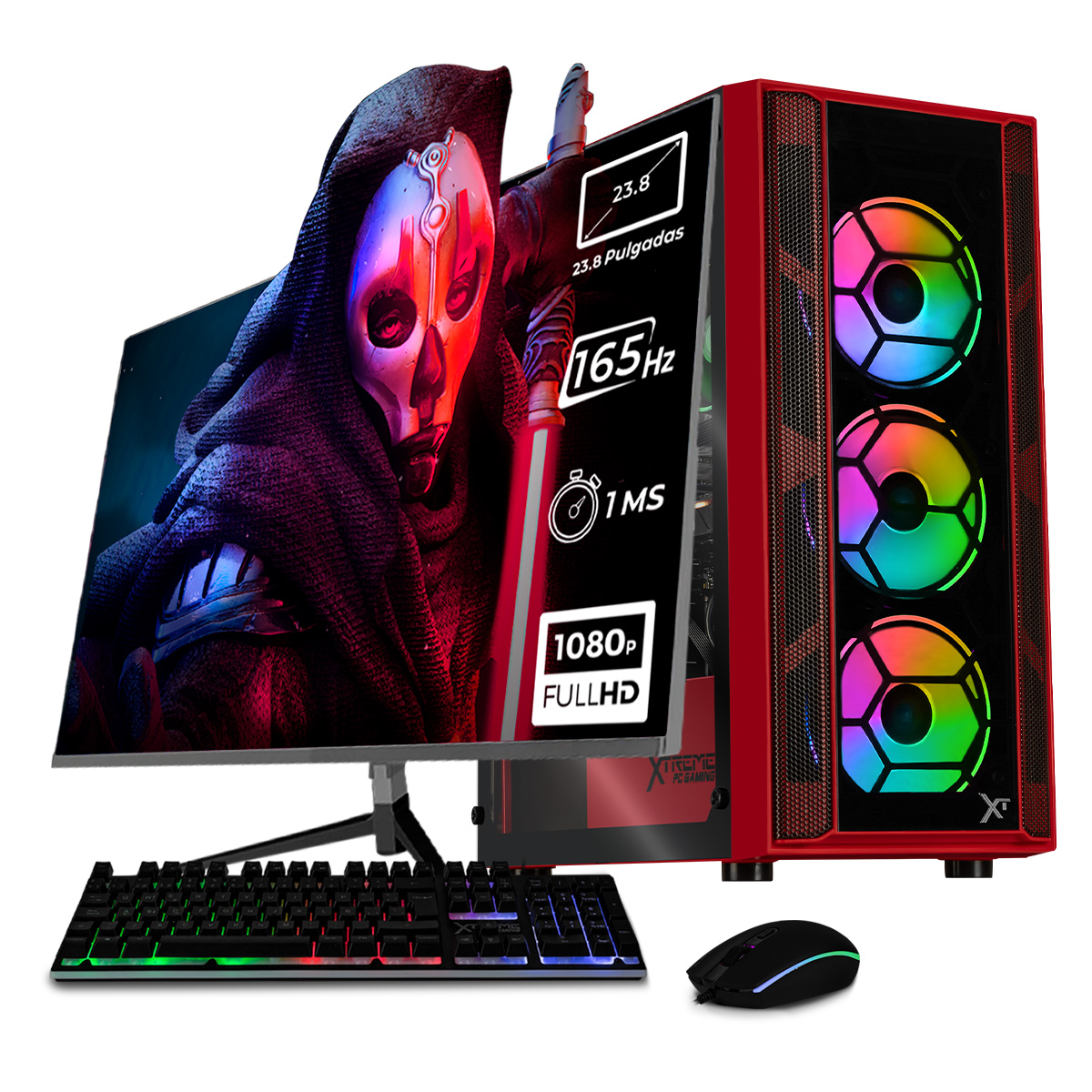Foto 2 pulgar | PC Gamer Xtreme PC Gaming AMD Radeon Rx 6500 XT Ryzen 5 5600x Monitor Kit Teclado y Mouse 16 GB 2240 GB Rojo Wifi