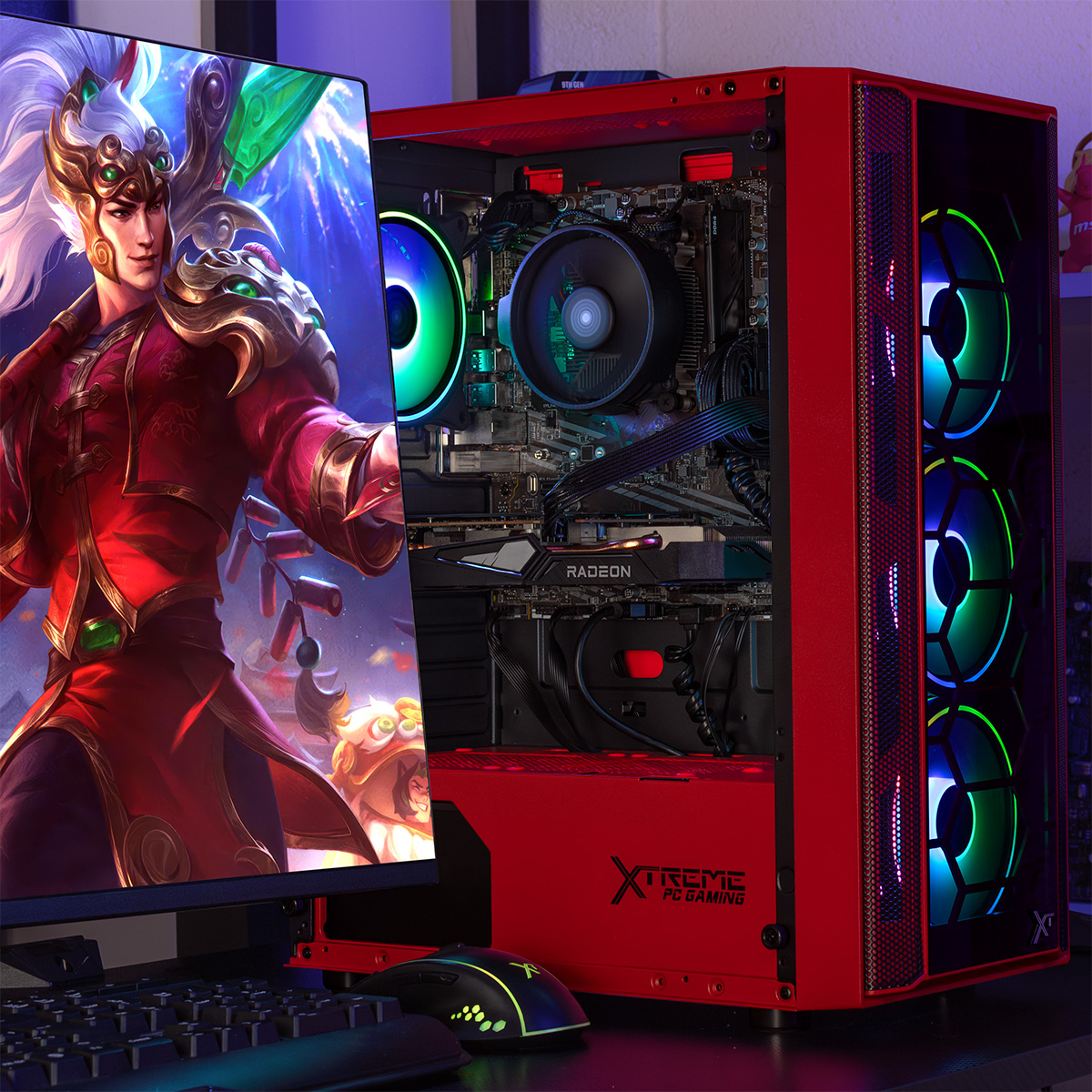 Foto 7 pulgar | PC Gamer Xtreme PC Gaming AMD Radeon Rx 6500 XT Ryzen 5 5600x Monitor Kit Teclado y Mouse 16 GB 2240 GB Rojo Wifi