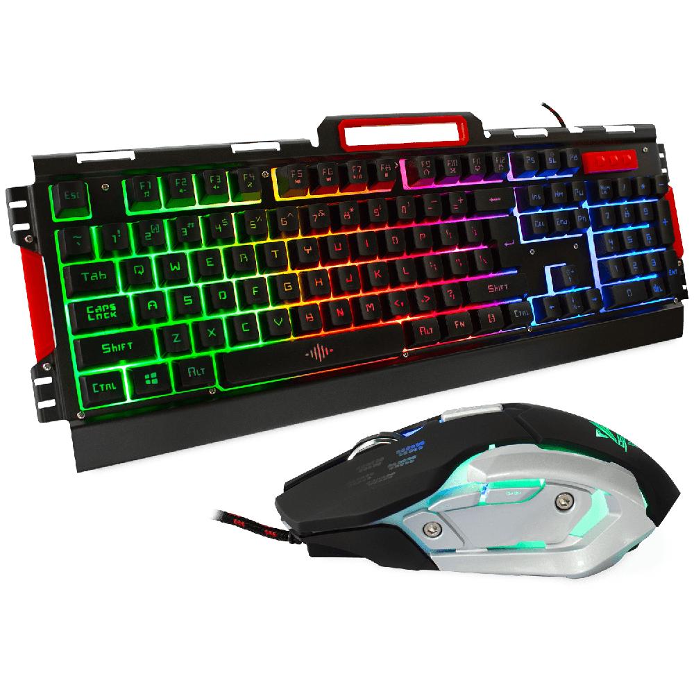 Kit Gamer Xtreme Pc Teclado Mouse 4000dpi Usb Rgb E-sports K33 Ingles Negro