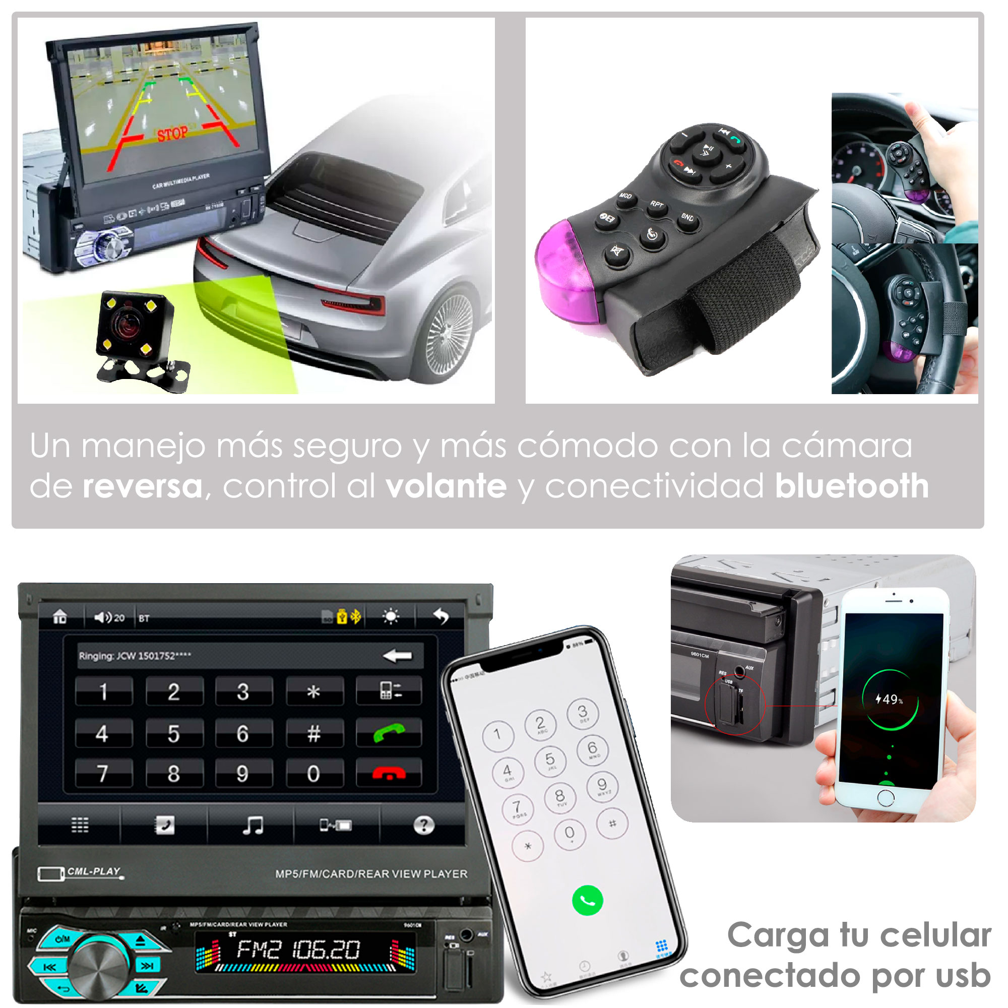 Foto 5 pulgar | Autoestereo Vak 1703 Motorizado 7 MP5 Bluetooth USB Mirrorlink SD