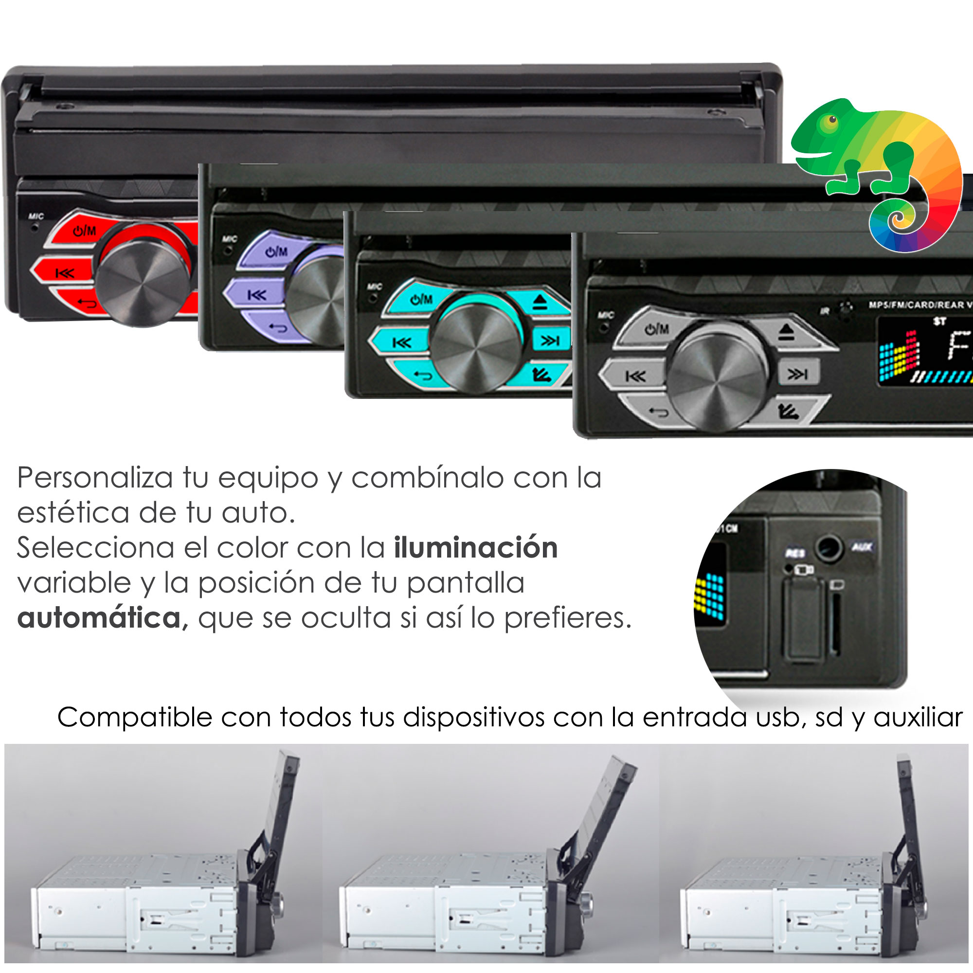 Foto 6 pulgar | Autoestereo Vak 1703 Motorizado 7 MP5 Bluetooth USB Mirrorlink SD