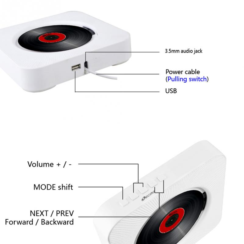 Foto 4 pulgar | Reproductor De Cd Montado En La Pared, Radio Fm, Bluetooth, Sonido Envolvente Usb - Venta Internacional.