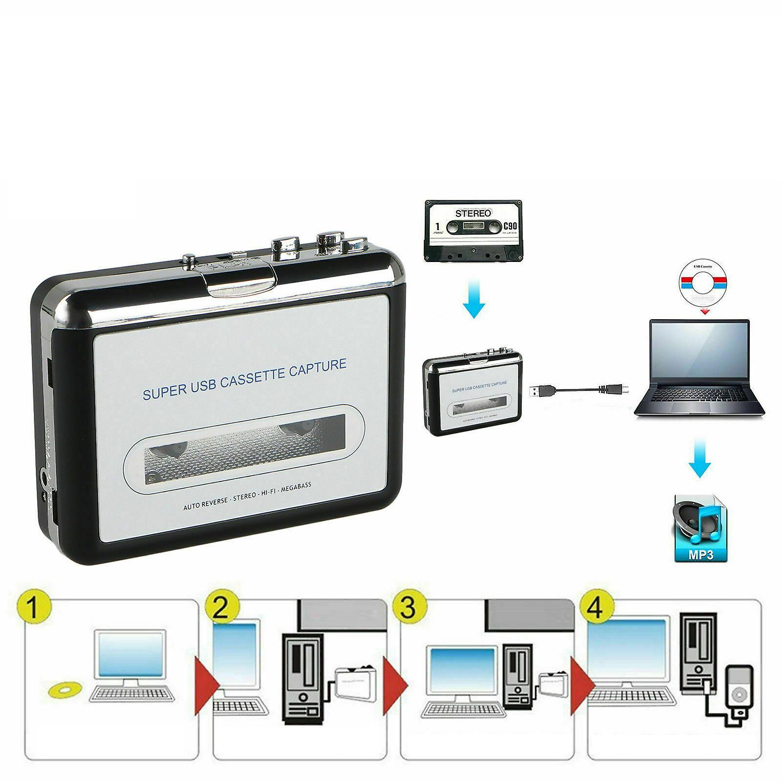 Foto 2 | Reproductor De Casetes, Captura De Casetes Usb, Reproductor De Radio, Cinta A Mp - Venta Internacional.