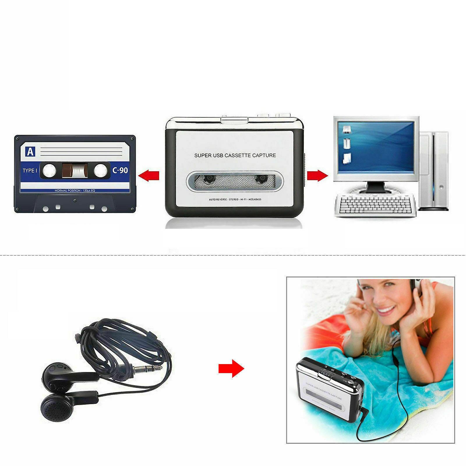 Foto 3 | Reproductor De Casetes, Captura De Casetes Usb, Reproductor De Radio, Cinta A Mp - Venta Internacional.