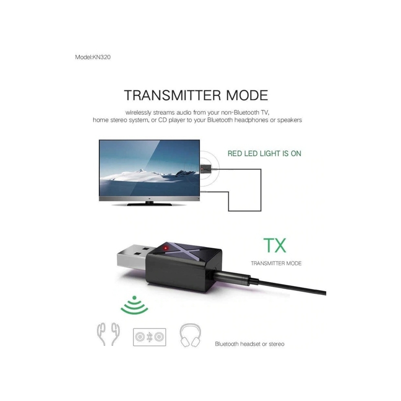 Foto 3 pulgar | Transmisor Adaptador De Audio Bluetooth De 3,5 Mm Para Smart Tv - Venta Internacional.