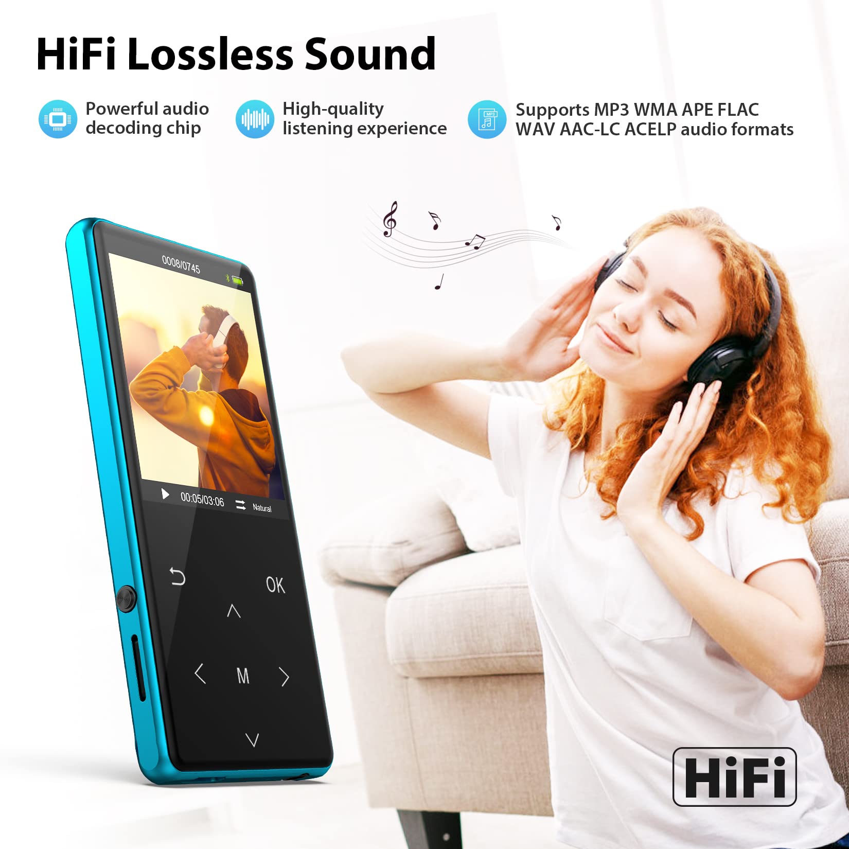 Foto 3 | Reproductor Mp3 Safuciiv 64gb Bluetooth 5.2 Azul - Venta Internacional