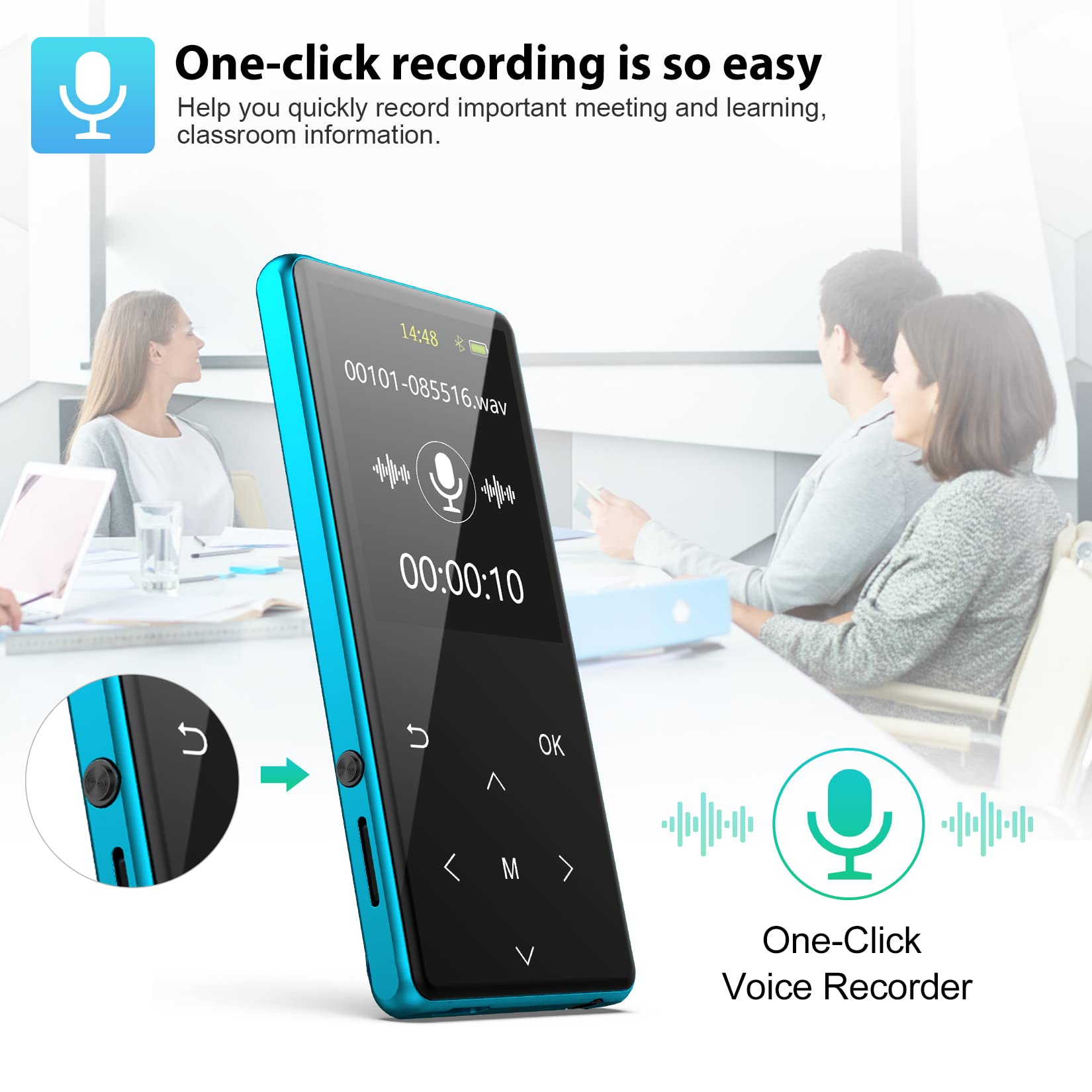 Foto 4 | Reproductor Mp3 Safuciiv 64gb Bluetooth 5.2 Azul - Venta Internacional