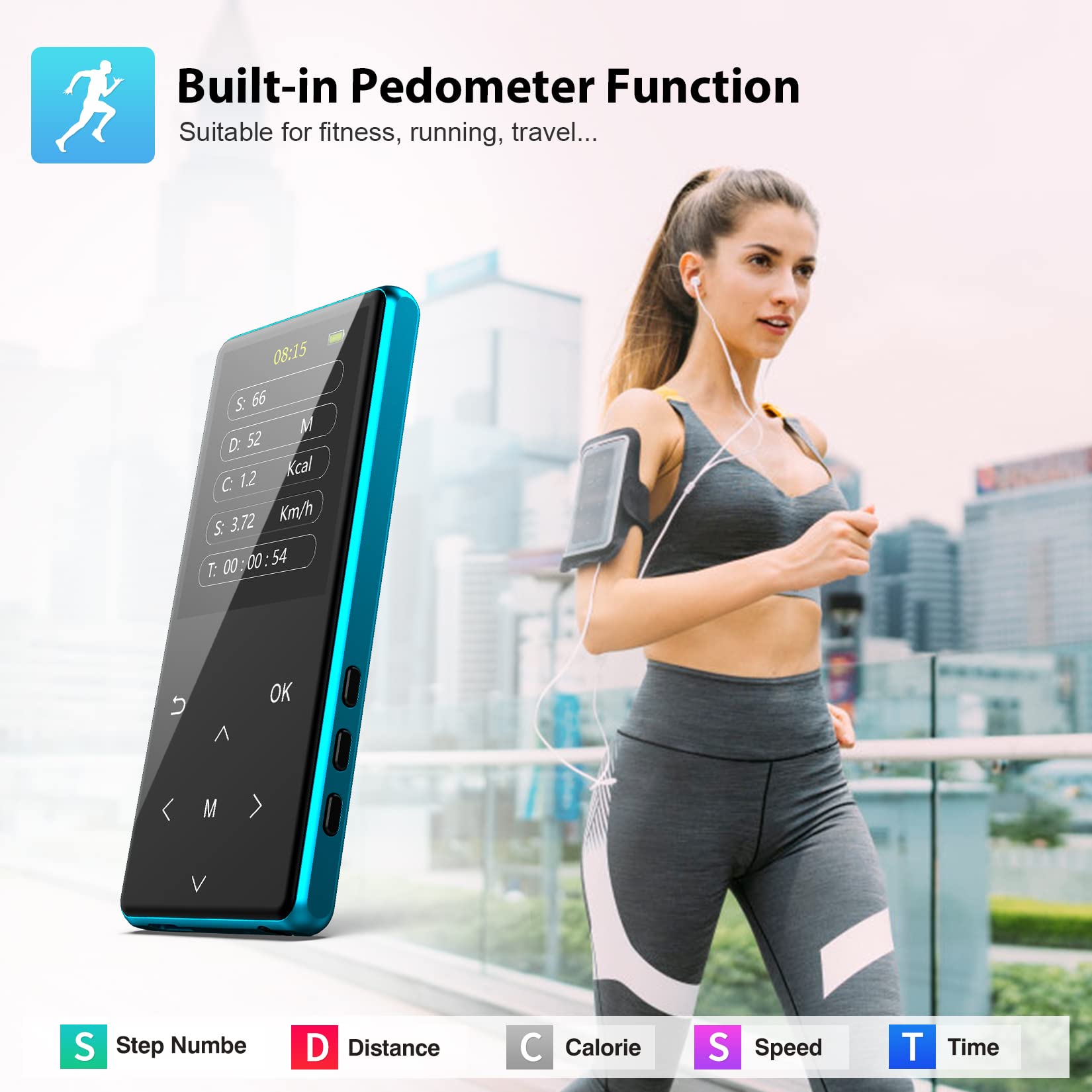 Foto 7 | Reproductor Mp3 Safuciiv 64gb Bluetooth 5.2 Azul - Venta Internacional