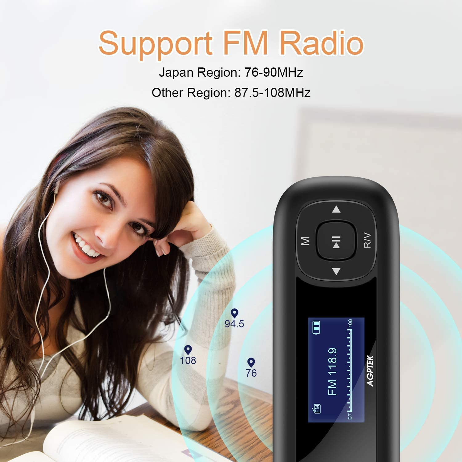 Foto 7 pulgar | Reproductor de MP3 U3 AGPtek - Venta Internacional