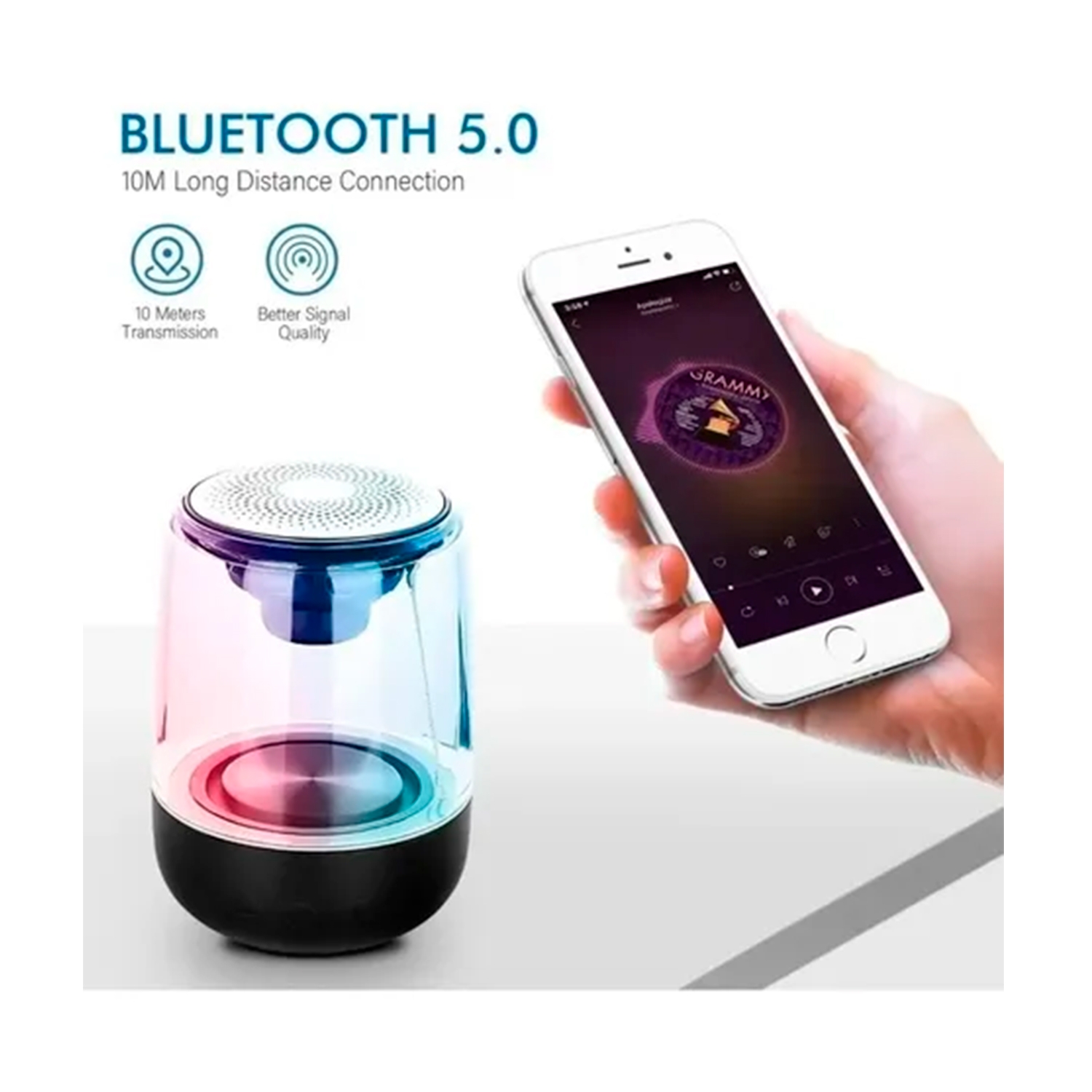 Foto 3 | Altavoz Bluetooth Portátil Ws Tws 5.0 3w Negro con Led - Venta Internacional