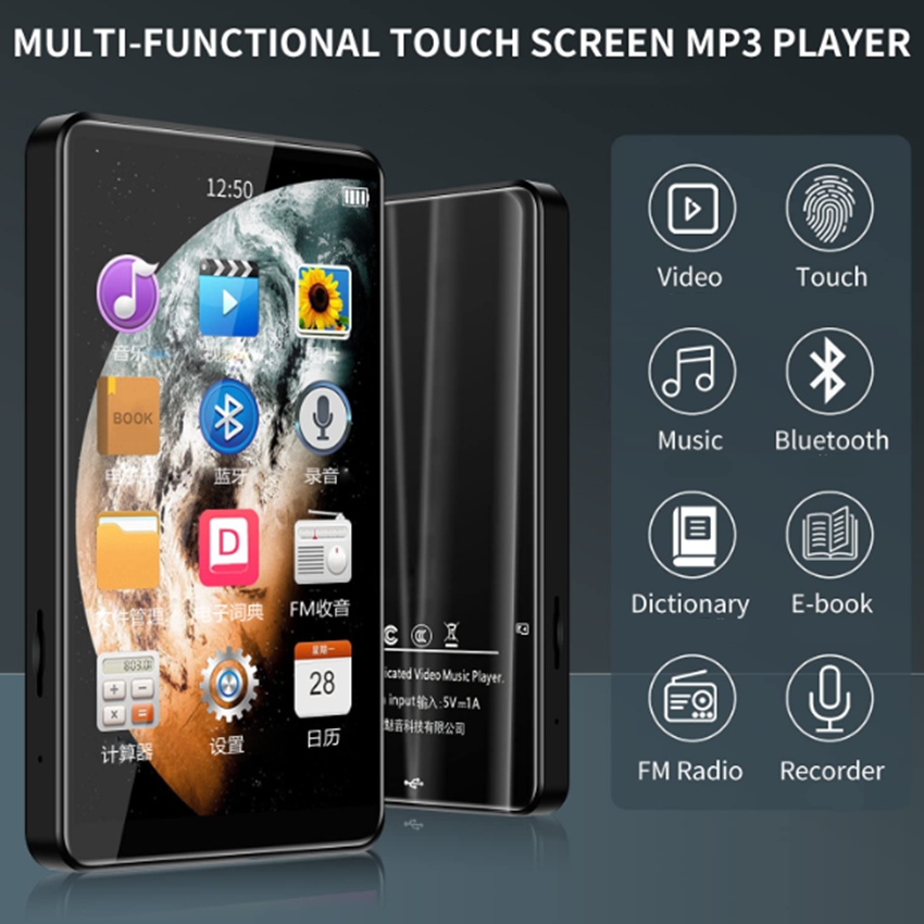 Foto 3 pulgar | Reproductor Mp3 Pantalla Completa 4" 16GB Bluetooth 5.0 - Negro - Venta Internacional