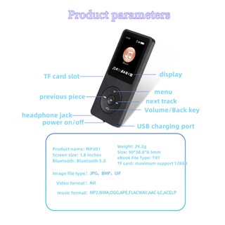 Foto 2 | Reproductor de Música Mp3 con Bluetooth 64 gb Azul Con Pantalla De 1.8'' - Venta Internacional