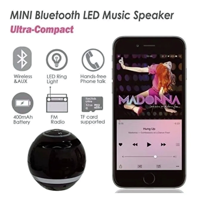 Foto 4 pulgar | Bocina Altavoz Negra con Bluetooth-Venta Internacional