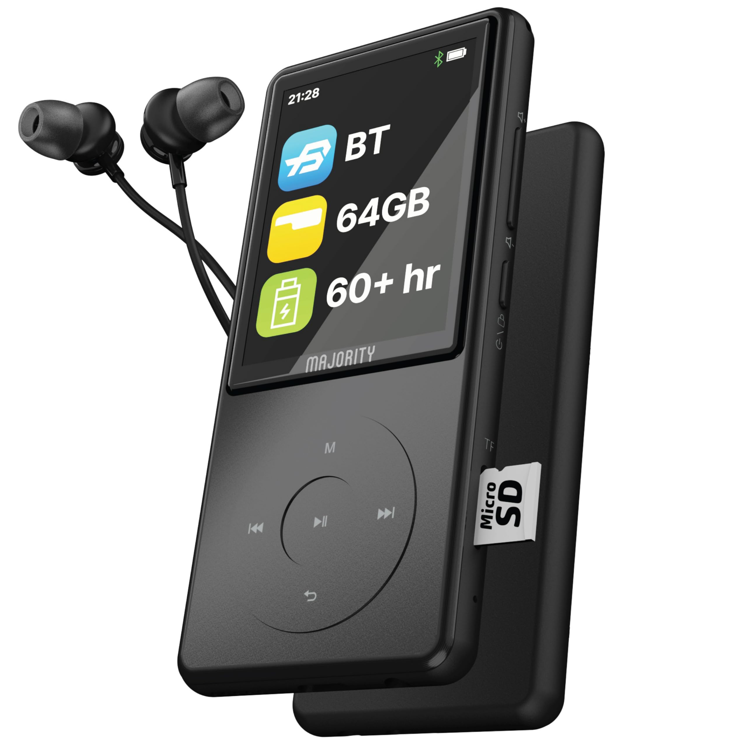 Reproductor Mp3 Majority Mp3 Pro 64gb Bluetooth 5.0 con Garantía de 3 Años - Venta Internacional