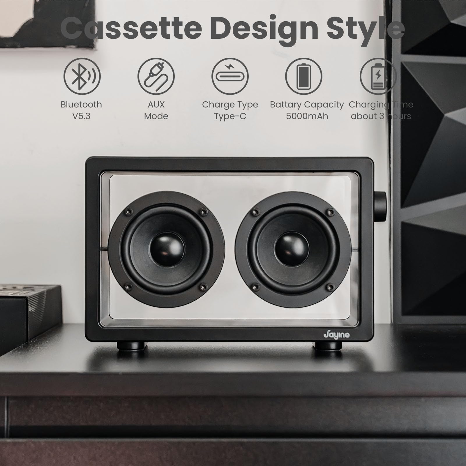 Foto 4 pulgar | Altavoz Bluetooth Jayine Cassette Portátil 16w Negro - Venta Internacional