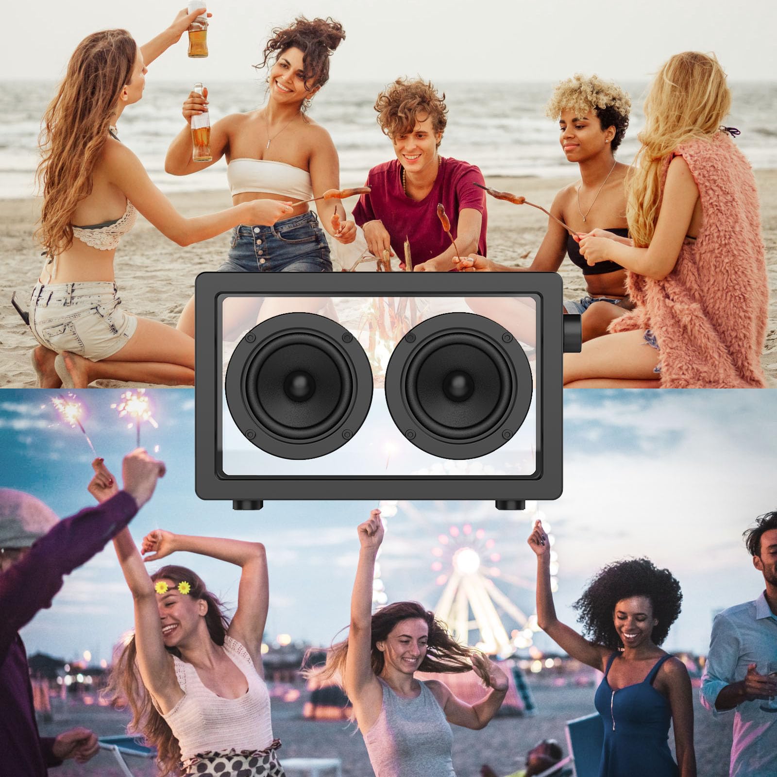 Foto 7 | Altavoz Bluetooth Jayine Cassette Portátil 16w Negro - Venta Internacional