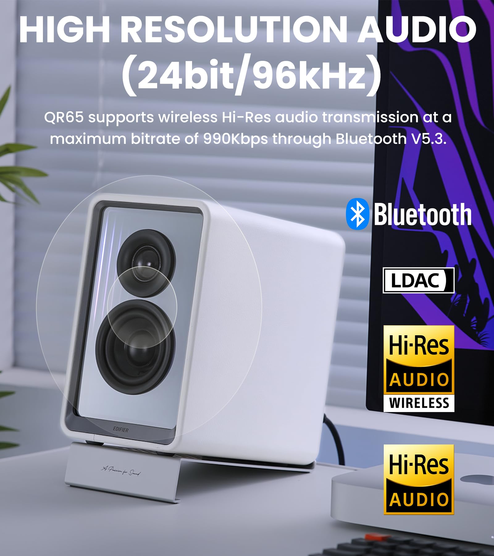 Foto 4 pulgar | Altavoces Bluetooth Edifier Qr65 Monitor Activo De Escritorio Blanco - Venta Internacional