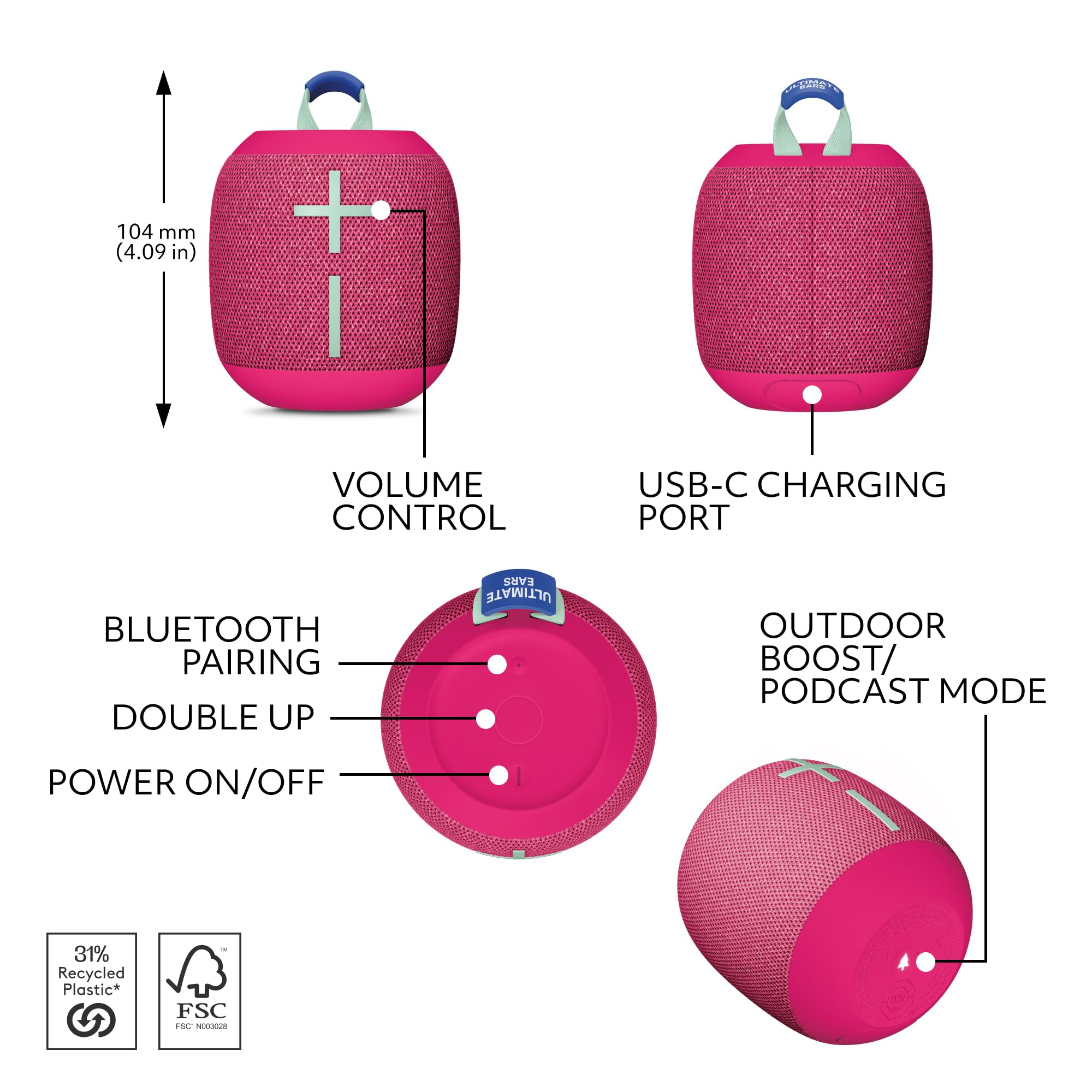 Foto 6 pulgar | Altavoz Bluetooth Ultimate Ears Wonderboom 4 Rosa - Venta Internacional.