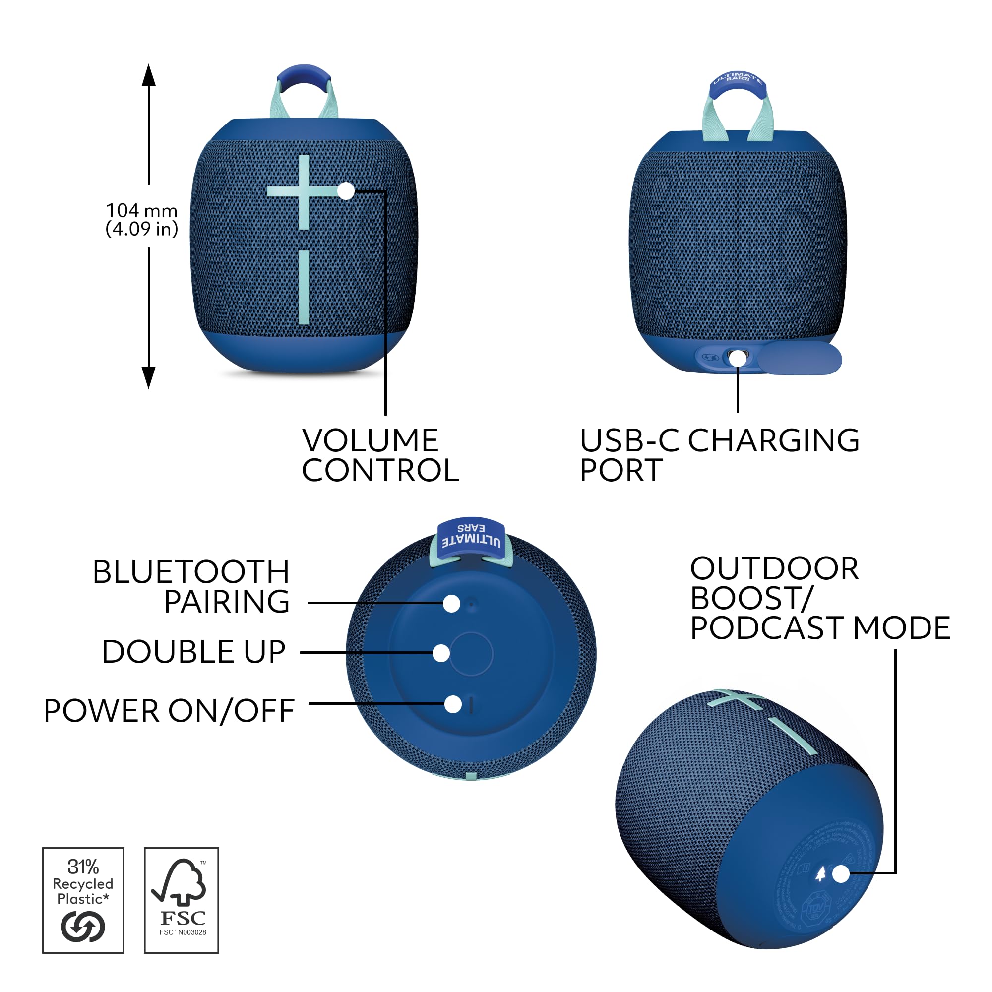 Foto 5 | Altavoz Bluetooth Ultimate Ears Wonderboom 4 Waterproof Azul - Venta Internacional.