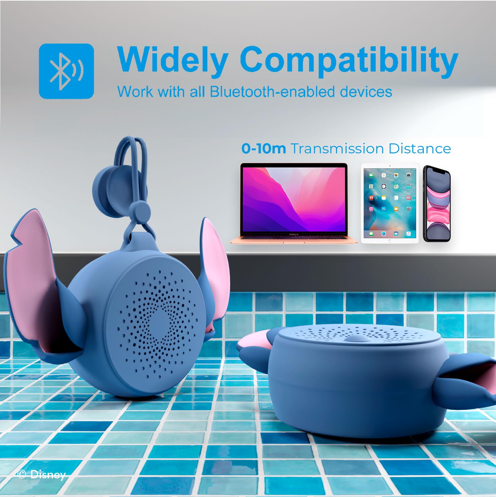 Foto 7 pulgar | Altavoz Bluetooth Para Ducha Ijoy Disney Lilo And Stitch Ipx4 - Venta Internacional.