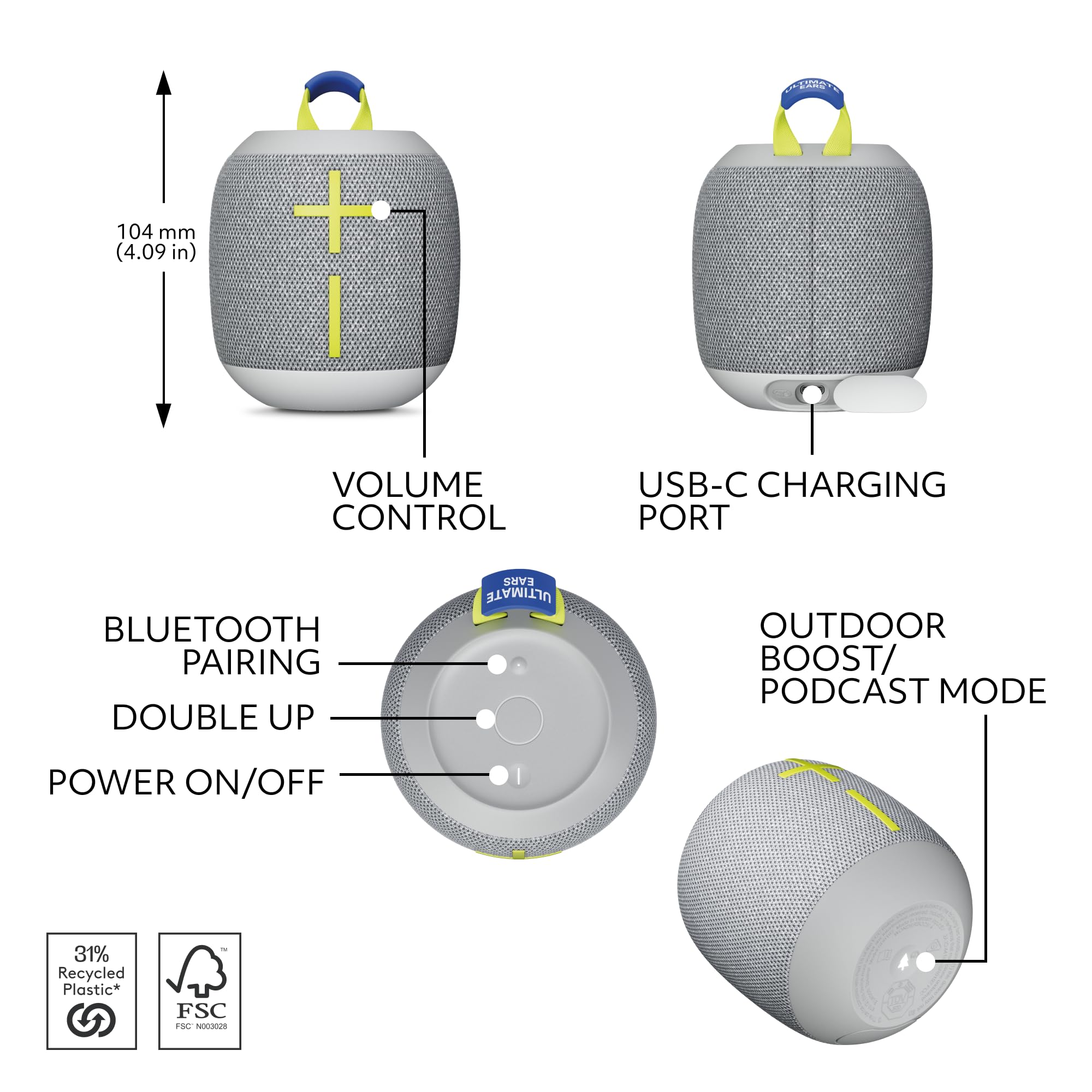 Foto 6 pulgar | Altavoz Bluetooth Ultimate Ears Wonderboom 4 Gris - Venta Internacional.