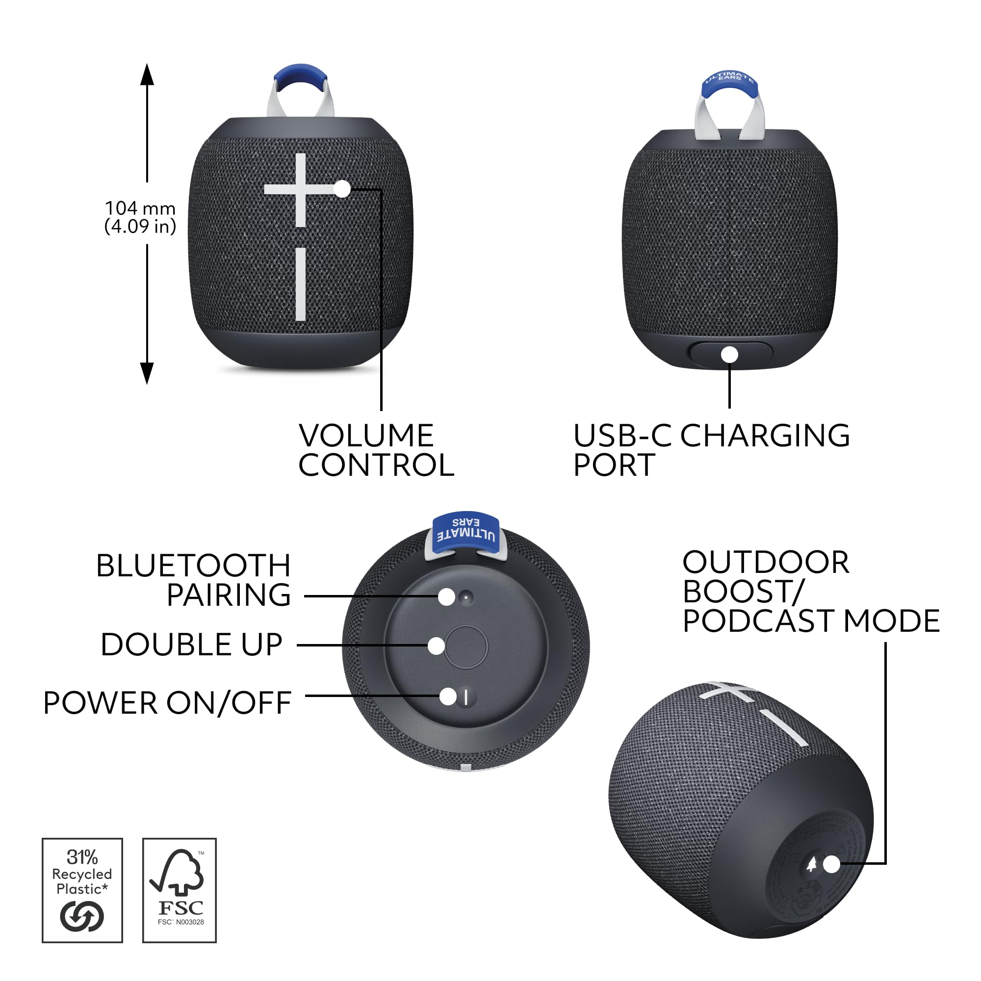 Foto 5 | Altavoz Bluetooth Ultimate Ears Wonderboom 4 Negro - Venta Internacional.