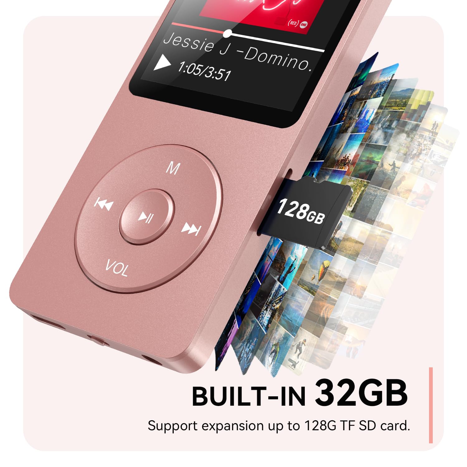 Foto 6 pulgar | Reproductor Mp3 Agptek A02 Bluetooth 5.3 32gb Oro Rosa - Venta Internacional