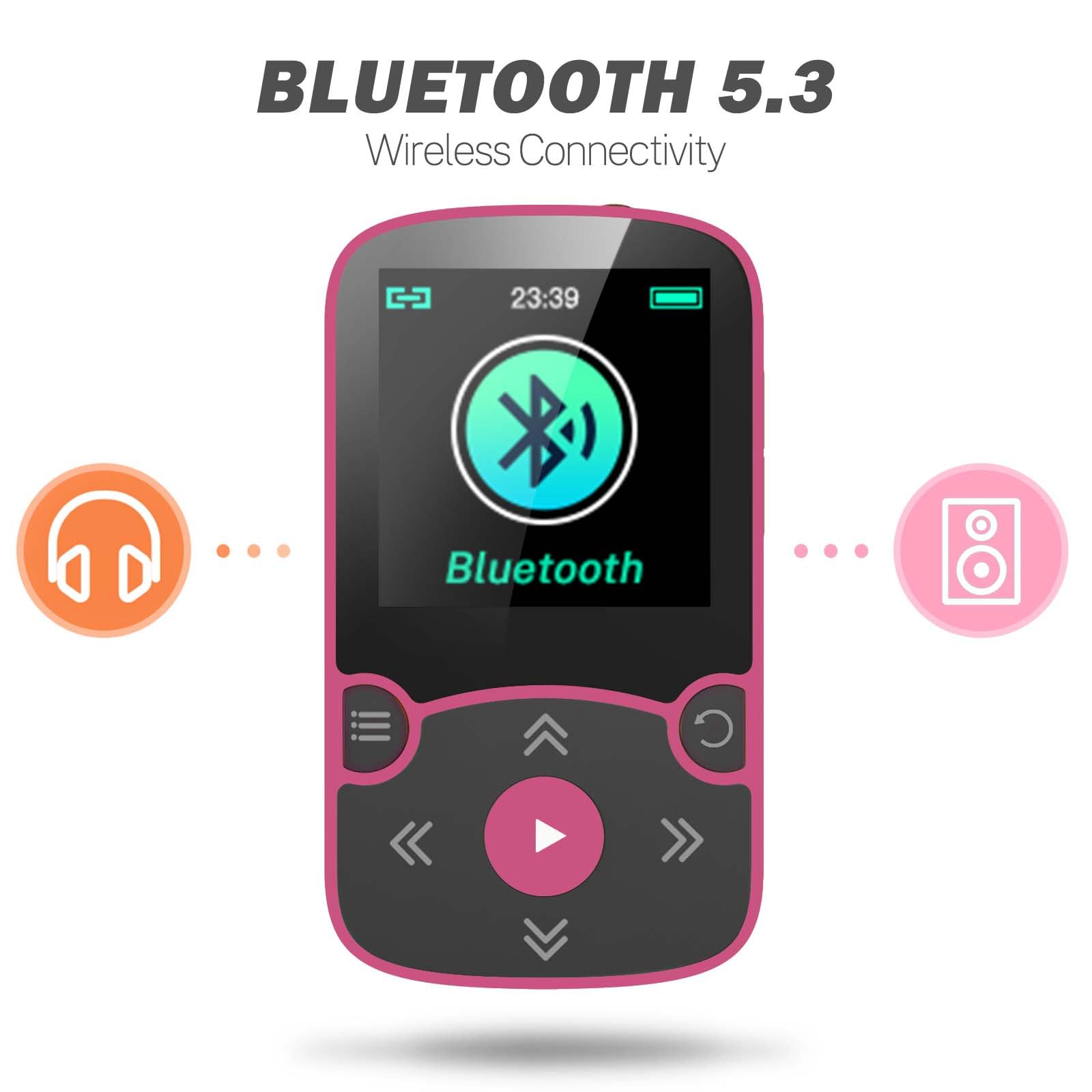 Foto 5 pulgar | Reproductor MP3 AGPtek 64 GB con Clip Bluetooth 5.3 Rojo Rosa - Venta Internacional