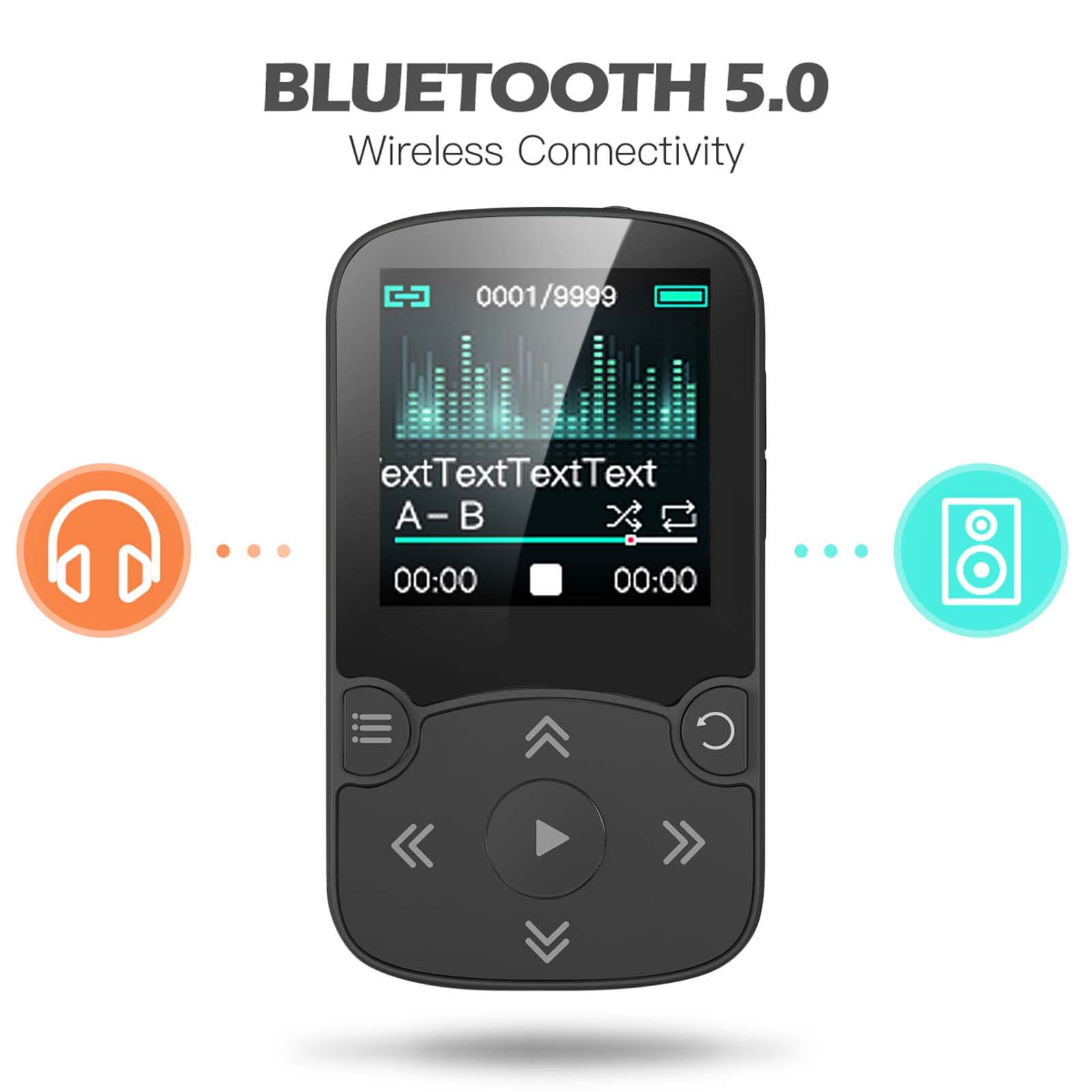 Foto 5 pulgar | Reproductor Mp3 Agptek 64 Gb Bluetooth 5.3 Negro - Venta Internacional