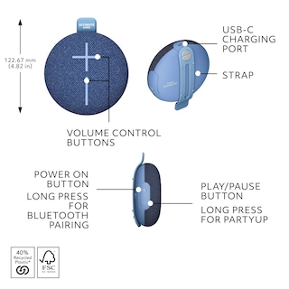 Foto 7 | Bocina Bluetooth Ultimate Ears Miniroll Resistente al Agua Azul - Venta Internacional