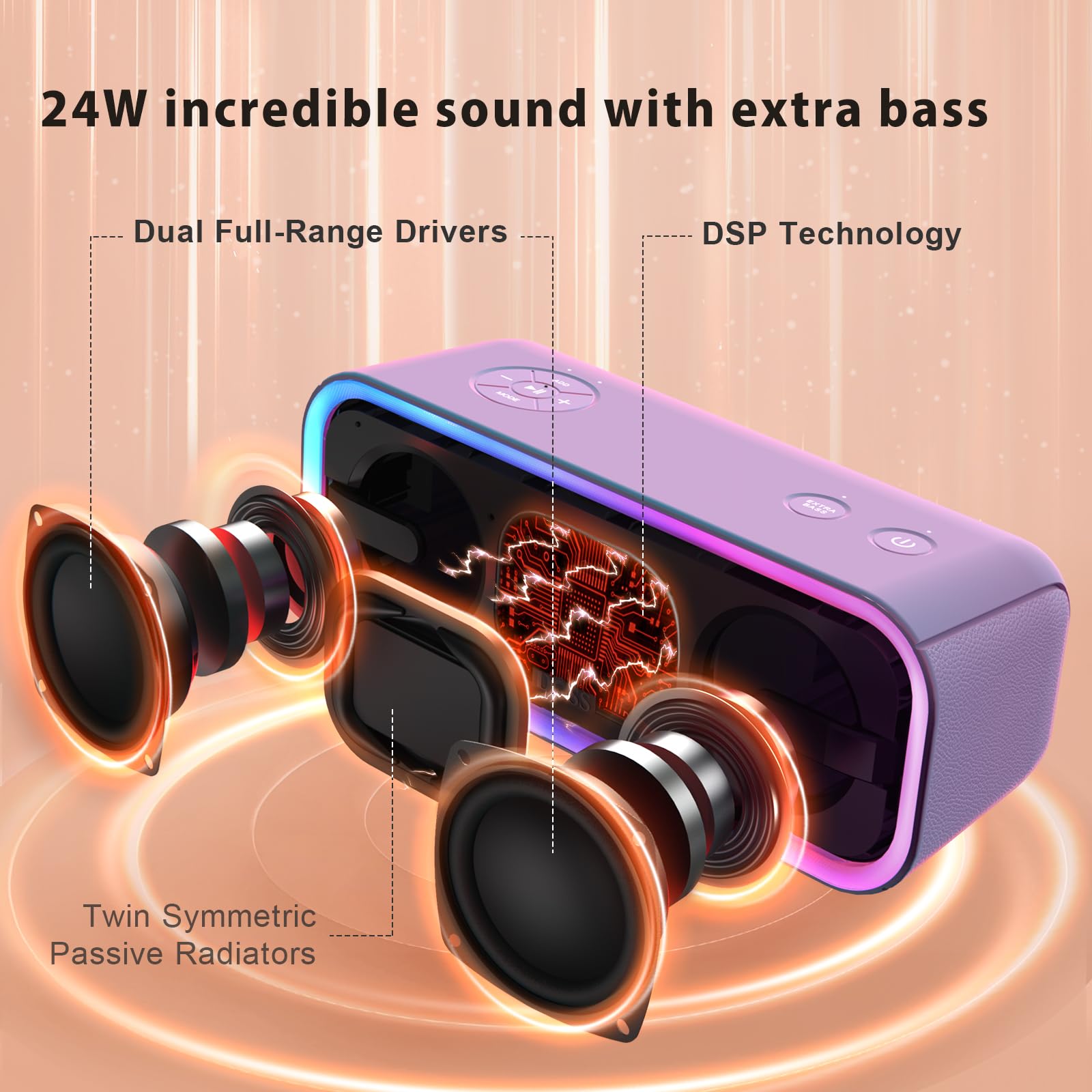 Foto 3 pulgar | Altavoz Bluetooth Doss Soundbox Pro+ 24w Stereo Sound Púrpura - Venta Internacional.