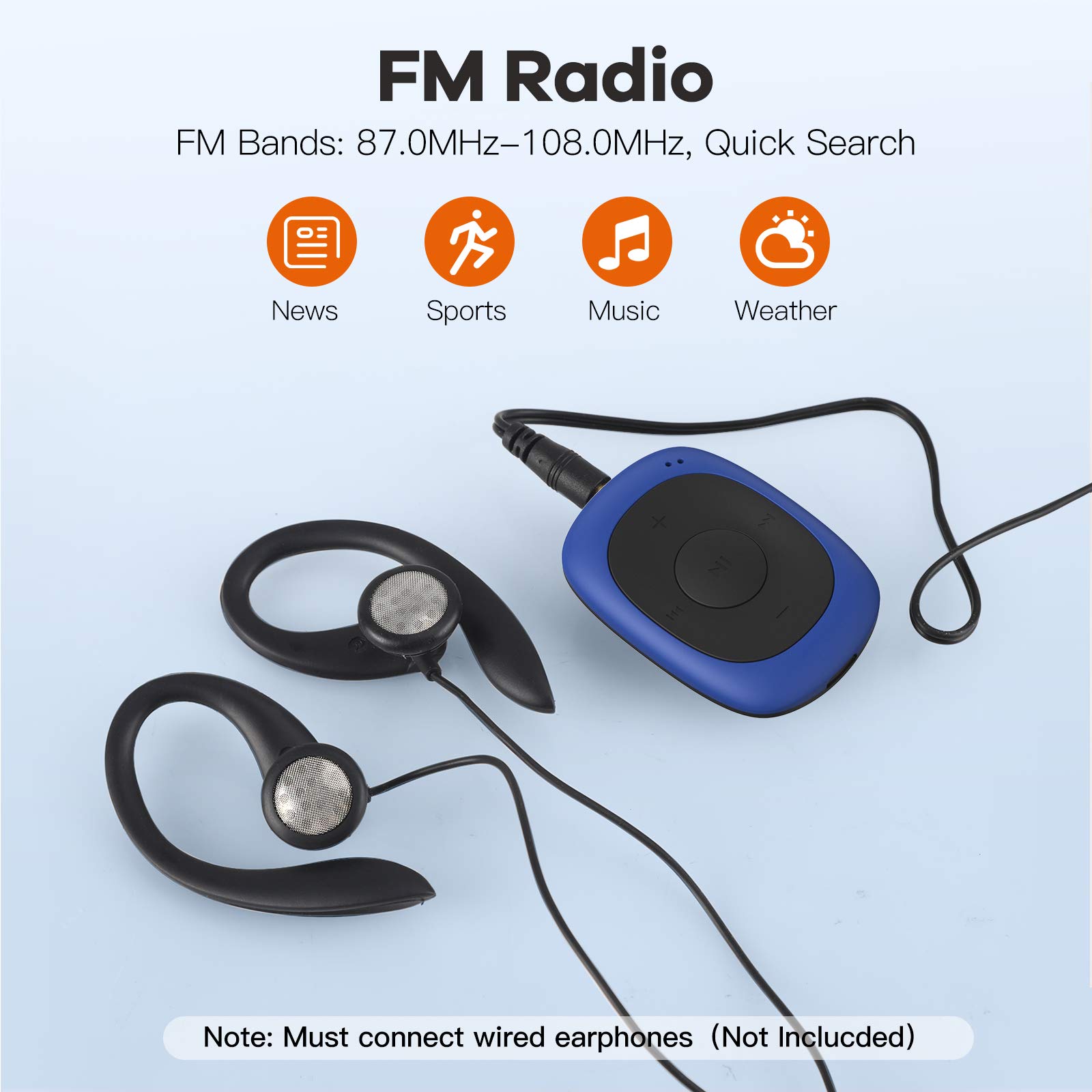Foto 5 pulgar | Reproductor Mp3 Agptek 64gb Clip Con Radio Fm Para Deportes - Venta Internacional.