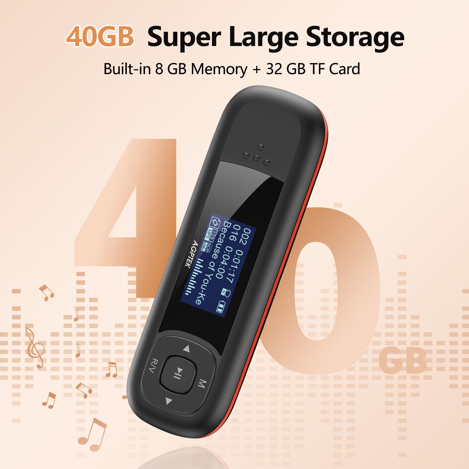 Foto 3 pulgar | Reproductor Mp3 Agptek U3 Usb Stick De 40 Gb Con Batería Reemplazable - Venta Internacional.