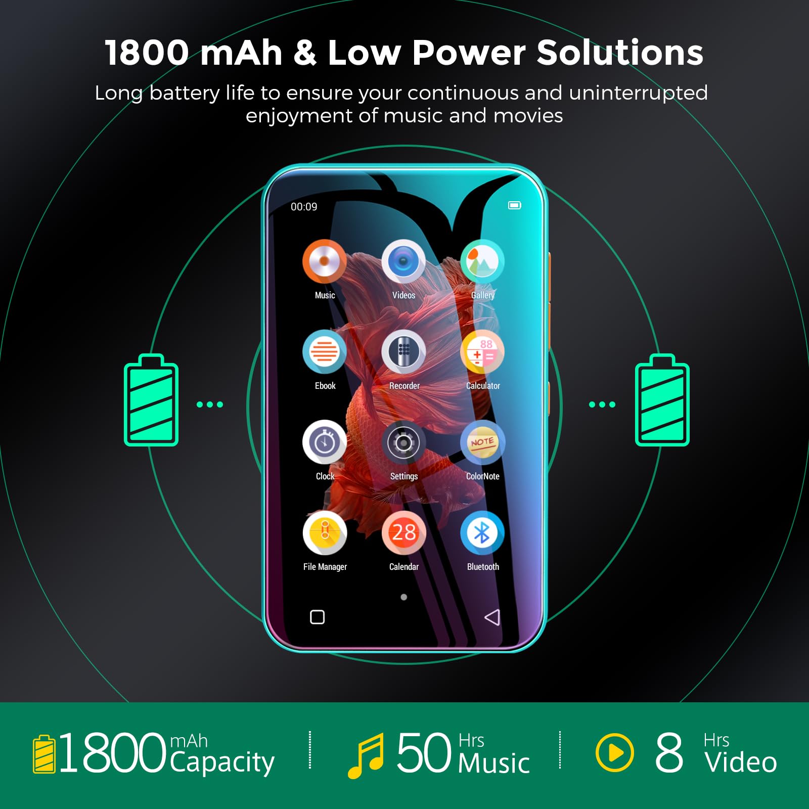 Foto 6 pulgar | Reproductor Mp3 Timmkoo 72gb Con Bluetooth, Pantalla Táctil Azul - Venta Internacional.